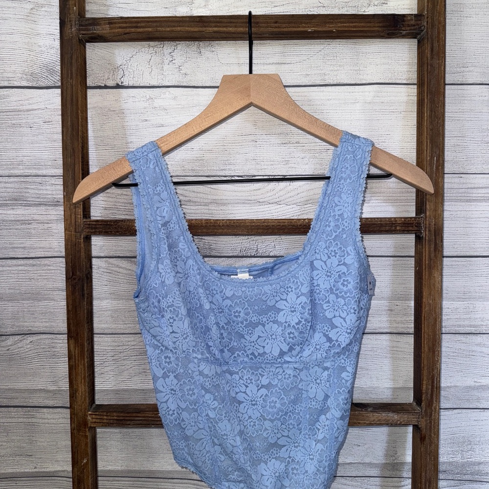 PINK - Light Blue Lace Tank Top